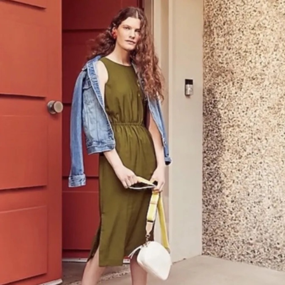 J. Crew Olive Green Sleeveless Dress - Picture 3 of 5